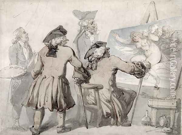 The Connoisseurs, c.1790 Oil Painting - Thomas Rowlandson