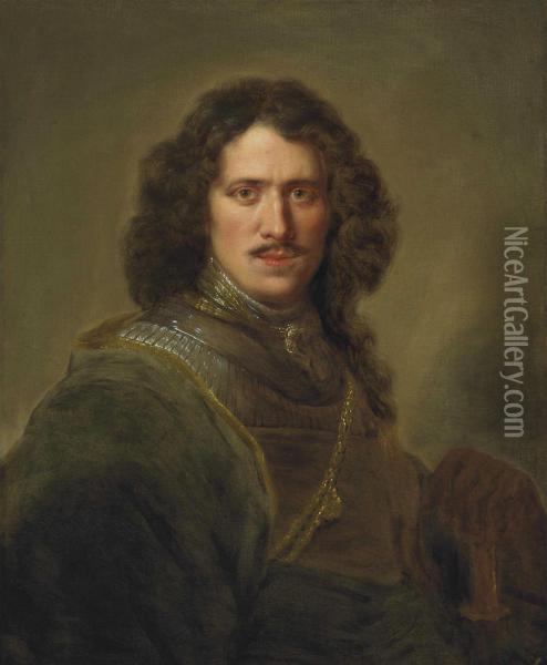 Portrait Of A Gentleman In Fancy Costume Oil Painting - Ferdinand Bol