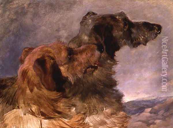 Two Deerhounds, 1851 Oil Painting - John Frederick Herring Snr