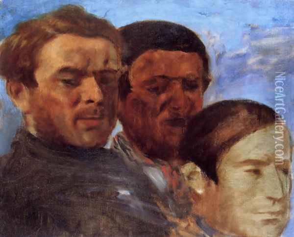 Three Heads Oil Painting - Edgar Degas