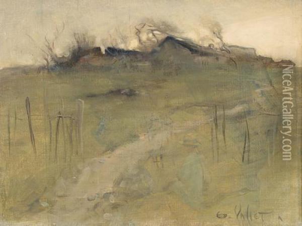 Gehoft In Hugeliger Landschaft. Oil Painting - Edouard Vallet