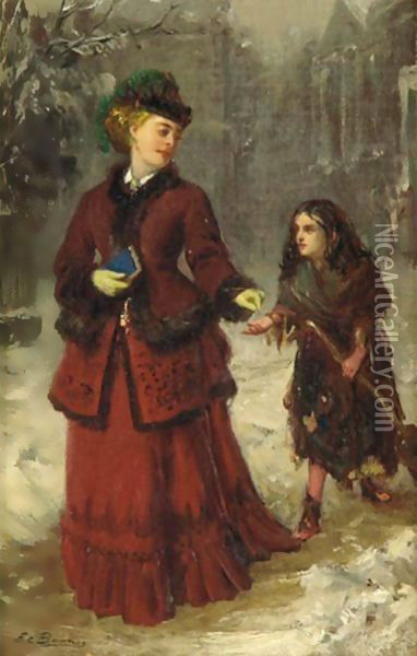 The Little Beggar Oil Painting - Edward Charles Barnes