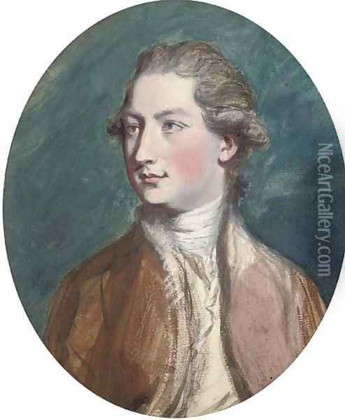 Portrait of a gentleman, bust-length, in a red coat Oil Painting - Daniel Gardner