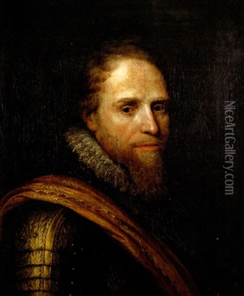 Portrait Of Prince Maurice Of Nassau In Armor Oil Painting - Michiel Janszoon van Mierevelt