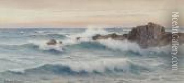 The Rising Tide, N. Cornwall Oil Painting - Ernest Stuart