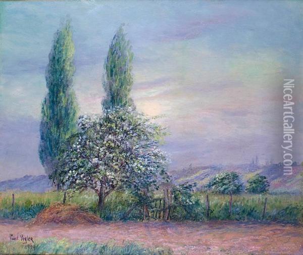Pommier En Fleurs Au Bord Du Chemin Oil Painting - Paul Vogler