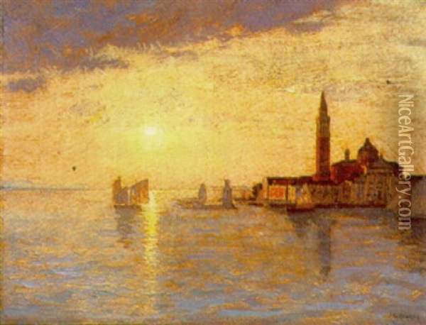 Saint-georges-majeur A Venise Au Soleil Levant Oil Painting - Emile Rene Menard