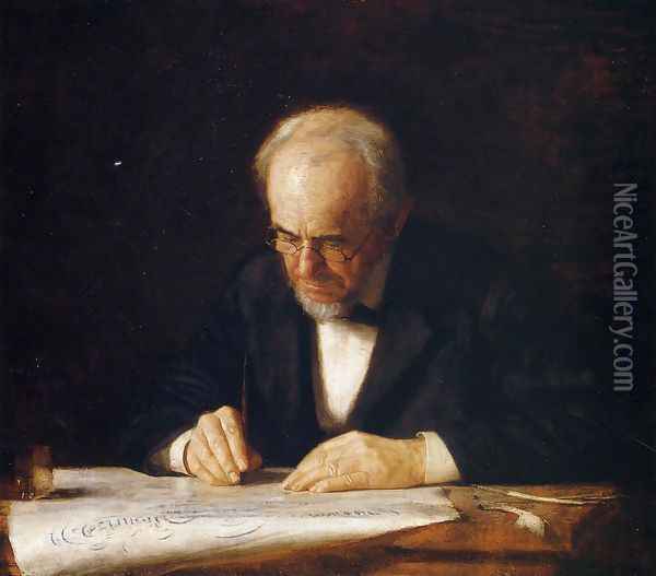 The Writing Master - Portrait of the Artist's Father Oil Painting - Thomas Cowperthwait Eakins