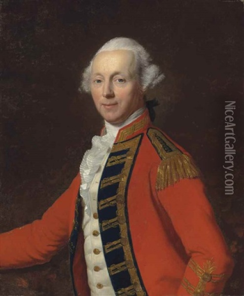 Portrait Of An Officer, Half-length, In The Uniform Of One Of The Regiments Of Life Guards Oil Painting - Jean Laurent Mosnier