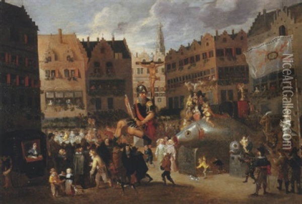 The Ommegang In Antwerp Oil Painting - Erasmus de Bie