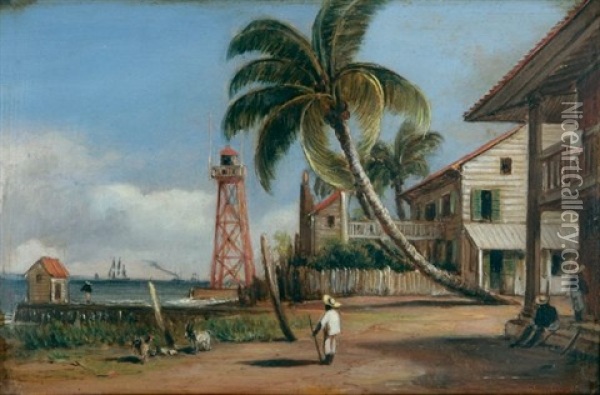 Colon On The Aspenwall (sic), Panama Oil Painting - George William Crawford Chambers
