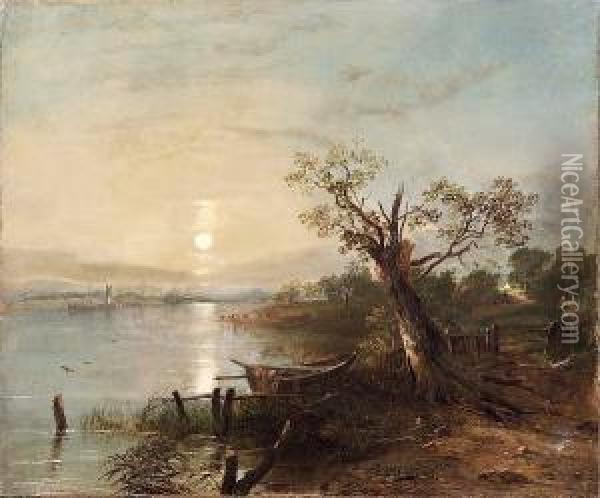 The Mooring Oil Painting - Horatio McCulloch