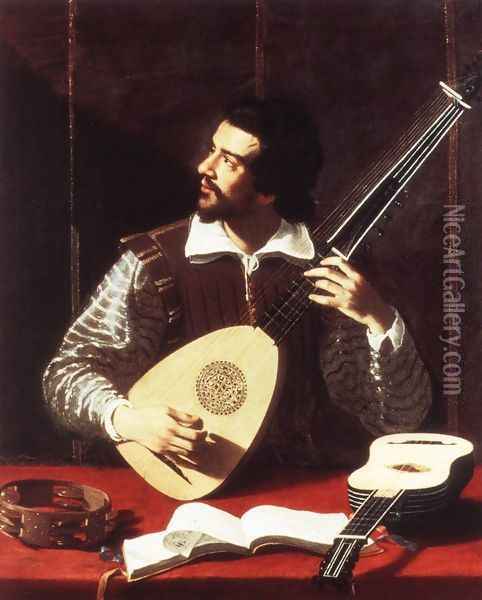 The Theorbo Player Oil Painting - Antiveduto Gramatica