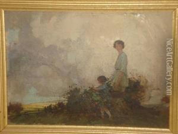 Blackberry Pickers Oil Painting - Frederick Stead
