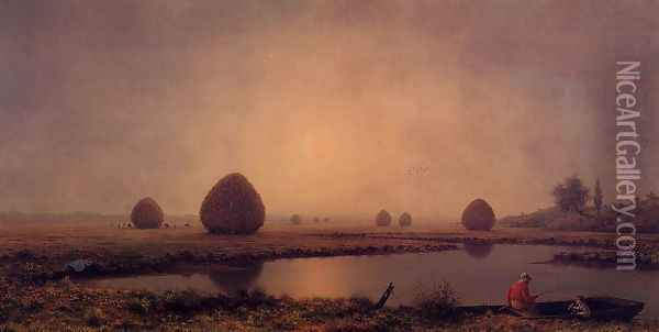 Sunrise On The Marshes Oil Painting - Martin Johnson Heade