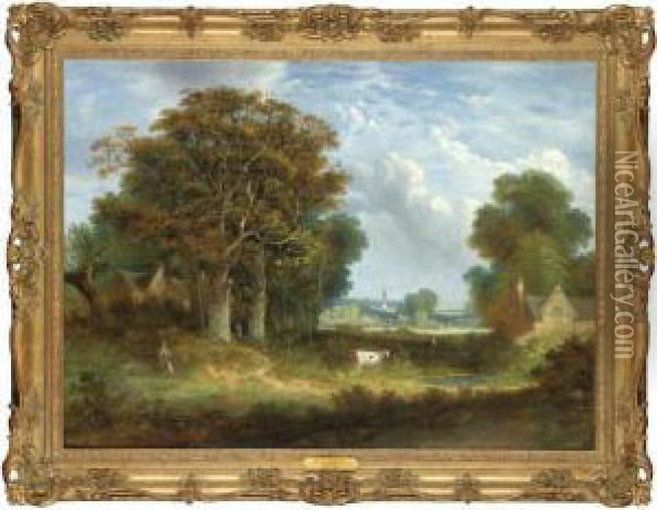 Wooded Landscape With A Distant View In Norfolk Oil Painting - William Henry Crome