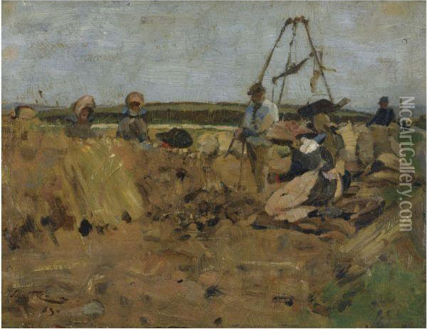 The Potato Pickers, Thornton Loch Oil Painting - James Guthrie