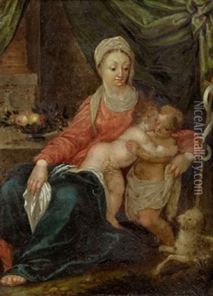 Madonna Mit Jesus Und Dem Johannesknaben Oil Painting - Hans Rottenhammer the Elder