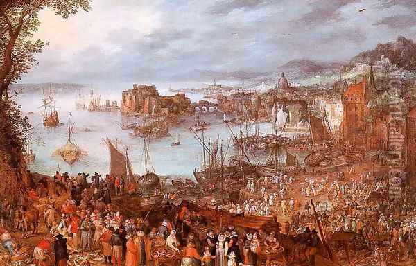 The Great Fish Market 1603 Oil Painting - Jan The Elder Brueghel