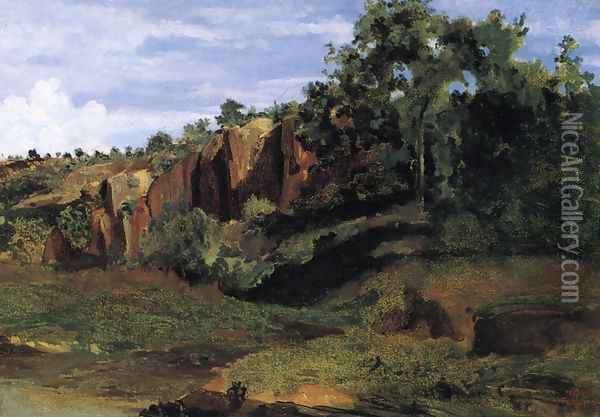Rocks at Civita Castellana Oil Painting - Jean-Baptiste-Camille Corot
