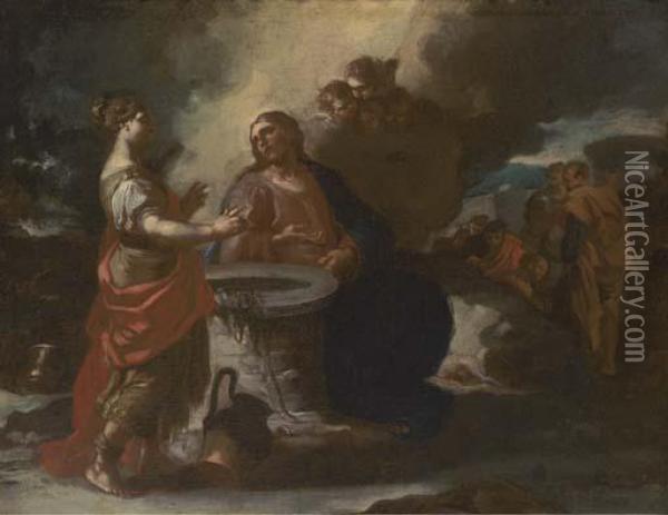 Christ And The Woman Of Samaria Oil Painting - Francesco Solimena