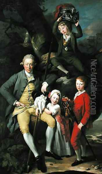Henry Knight of Tythegston with his Three Children, c.1770 Oil Painting - Johann Zoffany