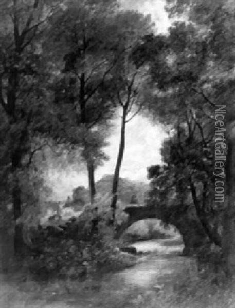 Glyn Bridge, Harlech, Wales Oil Painting - Frederick William Hulme