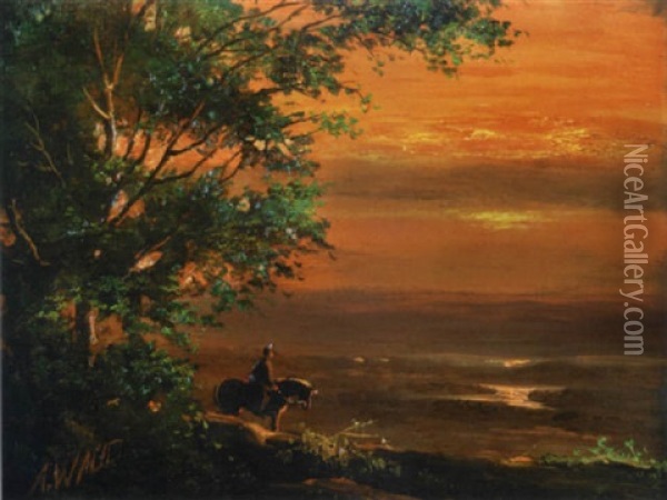 Civil War Sentry At Sunset Oil Painting - Alfred R. Waud