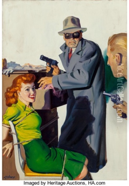 Somebody Stole My Gal, Private Detective Pulp Magazine Cover Oil Painting - Hugh J. Ward