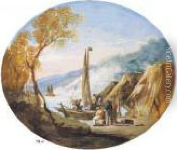 A) E B) Capricci Oil Painting - Giuseppe Bernardino Bison