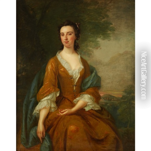 Portrait Of The Ninth Duchess Of Norfolk Oil Painting - John Vanderbank the Younger