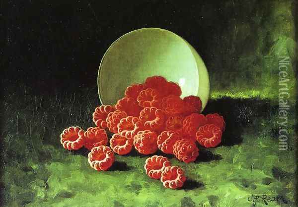 Still Life: Overturned Cup on Raspberries Oil Painting - Carducius Plantagenet Ream