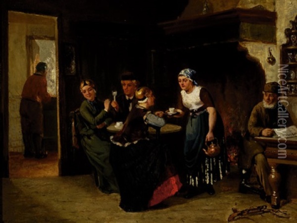 Teatime Oil Painting - Sipke (Cornelis) Kool