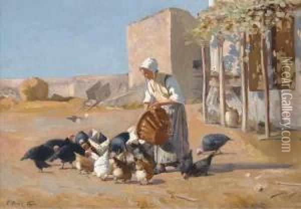 Feeding Time Oil Painting - Claude Firmin-Goy