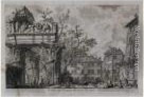 Le Temple De Vespasien.1756. Oil Painting - Giovanni Battista Piranesi