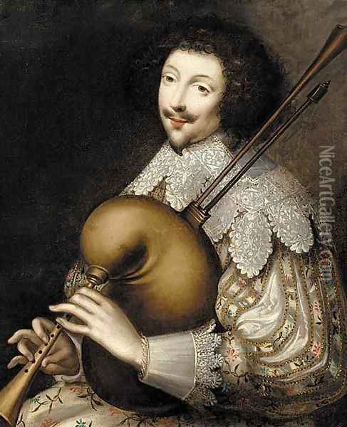 Portrait of a musician Oil Painting - Anglo-Dutch School