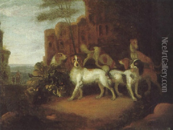 Jagdhunde In Einem Schlospark Oil Painting - Adriaen Cornelisz Beeldemaker