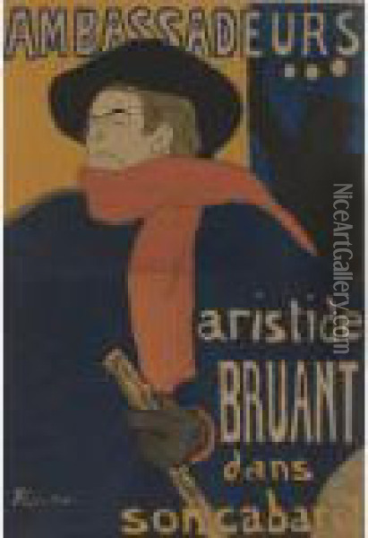 Ambassadeurs, Aristide Bruant (d. 343; A. 6; W. P4; Adr.3) Oil Painting - Henri De Toulouse-Lautrec