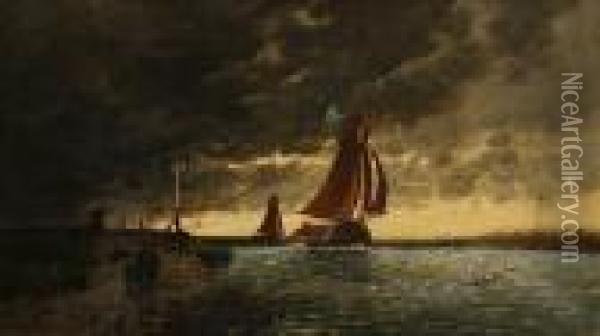 Barge Before A Storm Oil Painting - Auguste-Paul-Charles Anastasi