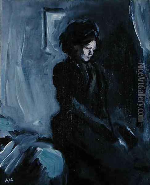 Lady in Black, c.1907 Oil Painting - Samuel John Peploe