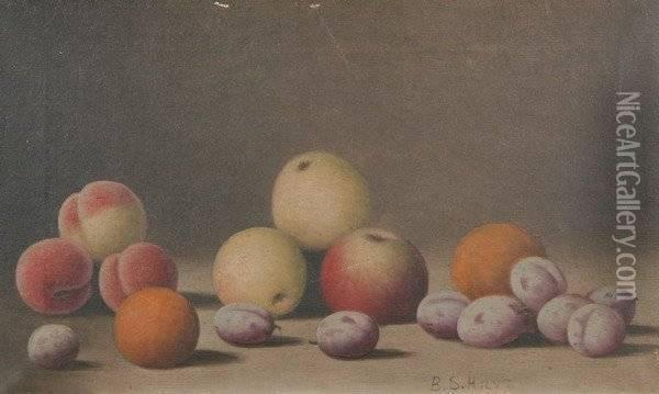 Still Life Of Apples, Peaches, Plums, And Oranges Oil Painting - Barton Stone Hays