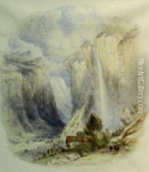 Falls Of The Staubbach, Lauterbrunnen Oil Painting - Joseph Mallord William Turner