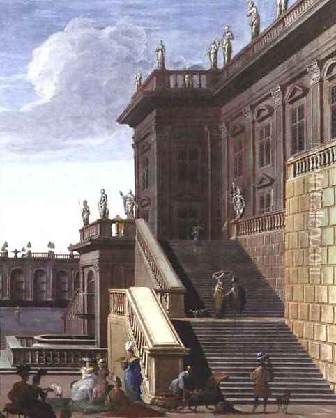 The Courtyard of a Baroque Palace Oil Painting - Jacob Balthasar Peeters