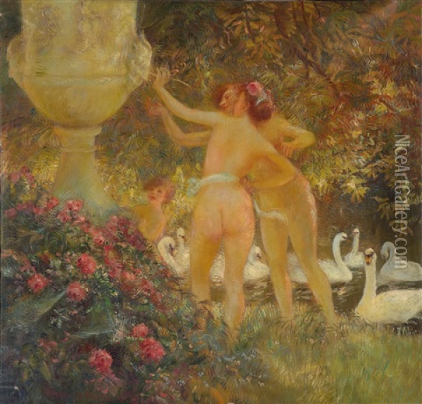 Die Drei Grazien Oil Painting - Gaston La Touche
