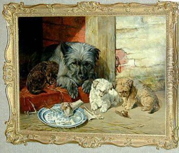 Curiosity Signed With Initials And Dated 1859, Oil On Canvas 18 X24in Oil Painting - William Snr Luker