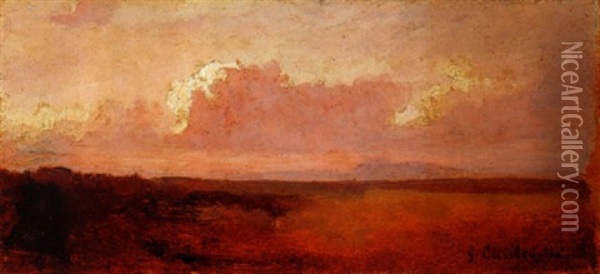 Paysage, Effet De Soleil Couchant Oil Painting - Gustave Caillebotte