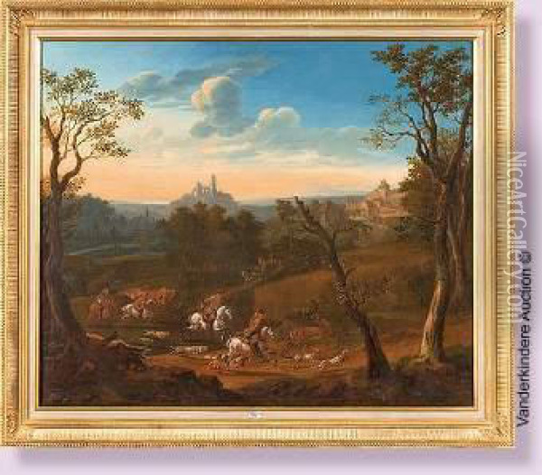 Scene De Chasse A Courre Oil Painting - A. Ruhl