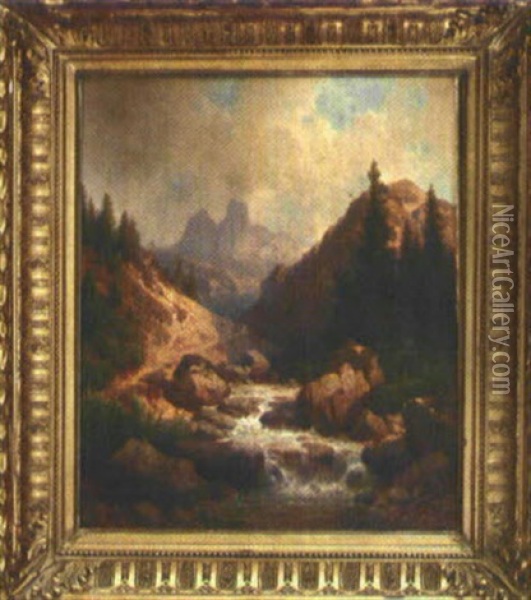 Wildbach Im Hochgebirge Oil Painting - Adolf Nickol