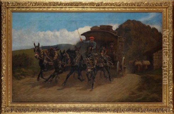 A Horse-drawn Caravan Oil Painting - John Charlton