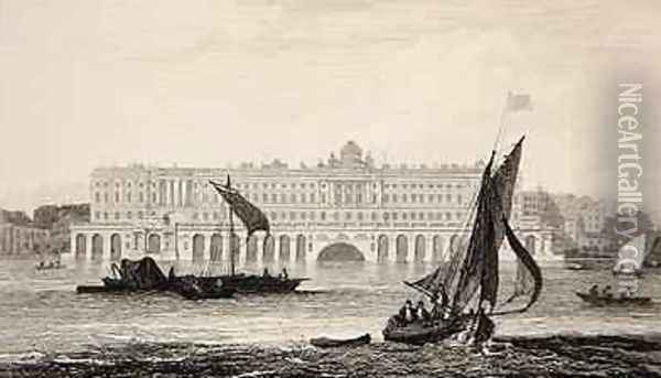 View of Somerset House from the River Thames, engraved by W.B. Cooke 1778-1855 1814 Oil Painting - Samuel Owen